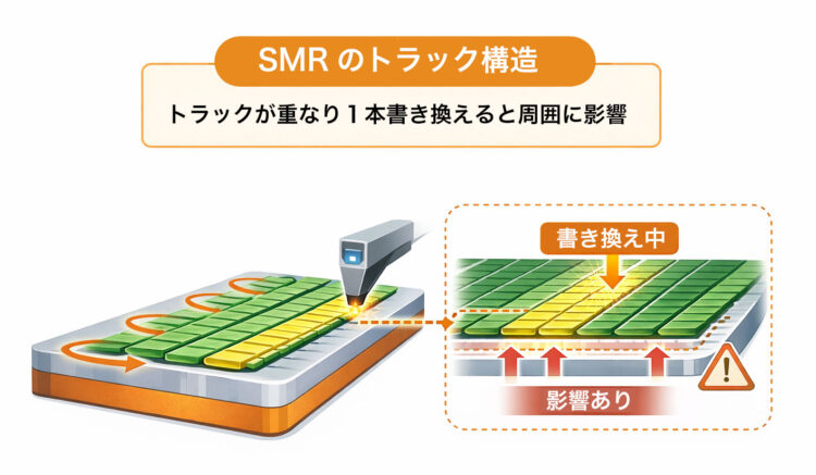 SMR HDDのトラック構造
